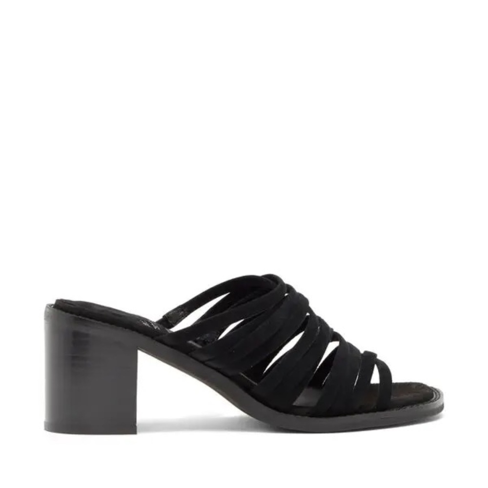 NIB NEW Jeffrey Campbell Intertwine Slide Strappy Black Suede Sandals Shoes 8.5M